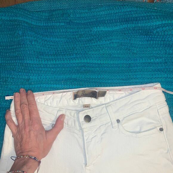 NWOT $189 PAIGE SKYLINE WHITE DENIM ANKLE JEANS 24 - Picture 10 of 14